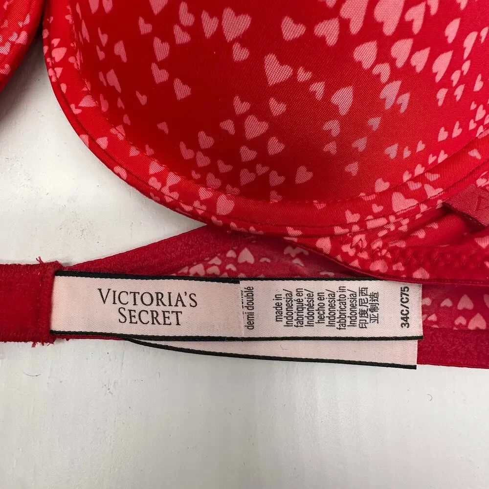 Victoria's Secret Red and Black Lined Demi Bras Size 34C Lot of Two Sexy - Picture 10 of 10